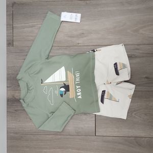 Carter's Baby Boy Green and Cream 2-Piece Bathing Suit Set, 12M